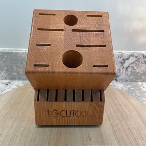 Cutco Honey Oak 18-Slot Knife Block - Homemaker + 8 - Wood Storage - Two Holes